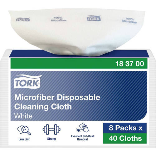 Tork eldobható mikroszálas tisztítókendő hajtogatott, lapméret: 29,5x34 cm, 40 db/csomag
