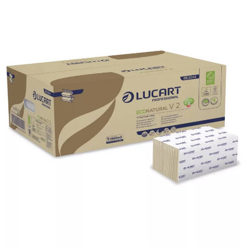 Lucart ECO Natural V hajtogatott kéztörlő 2 rétegű 20x190 lap/karton
