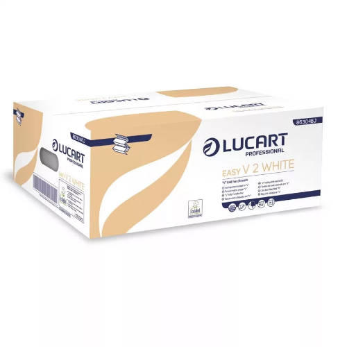Lucart Easy V hajtogatott kéztörlő 2 rétegű fehér, 20x190 lap/karton
