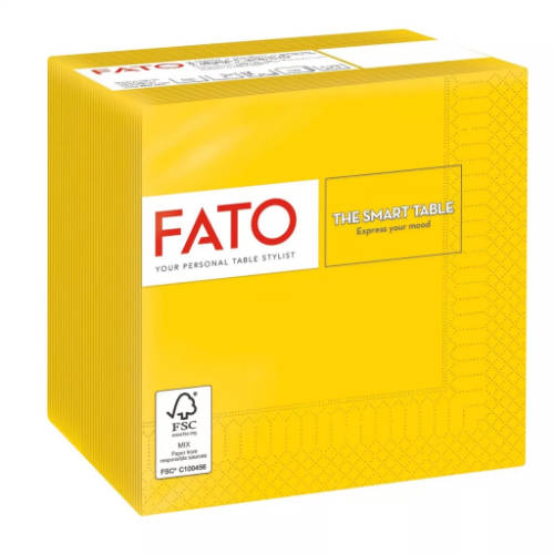 Fato koktélszalvéta 24x24 cm sárga 2 rétegű 100 lap/csomag