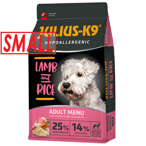 JULIUS K-9 12kg  Adult Hypoallergenic (bárány,rizs) SMALL száraztáp - Ételallergiás felnőtt kutyák részére